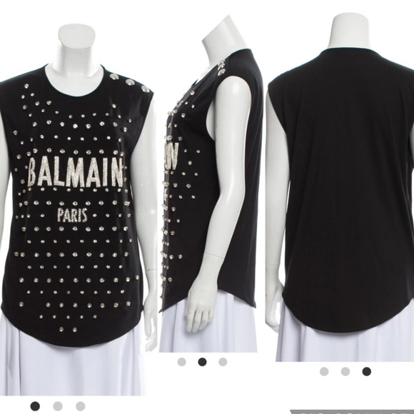 Balmain Paris Crystal embellished black tank - 38 - Picture 8 of 11